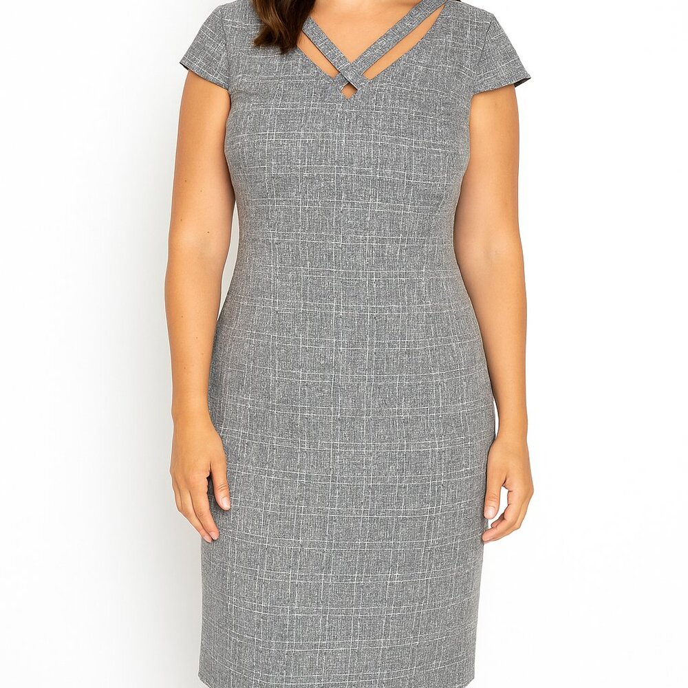 Gray Sheath Dress by Connected Apparel Plus Size Professional Office Wear Sz 16
